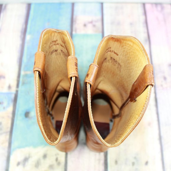 Vintage Bort Carleton Brown Distressed Leather Riding Heeled Boots Size 6.5 M - Picture 7 of 9